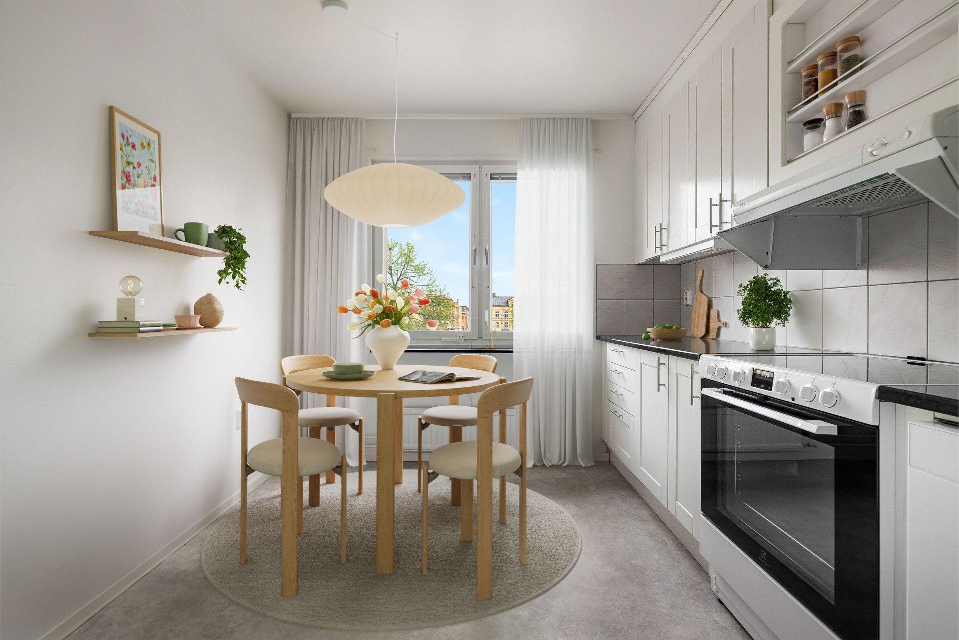 kök med liten matplats